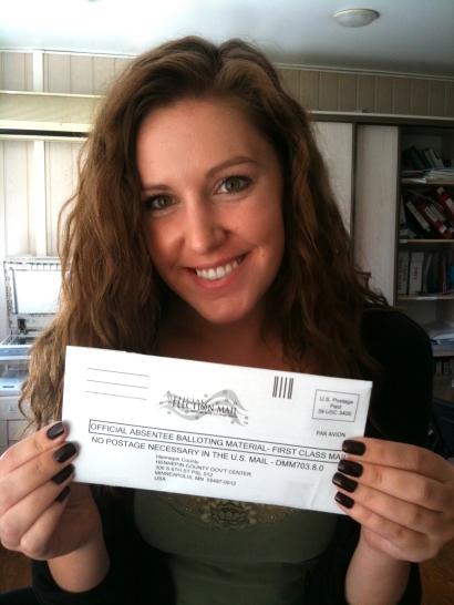 Me with my overseas absentee ballot materials.